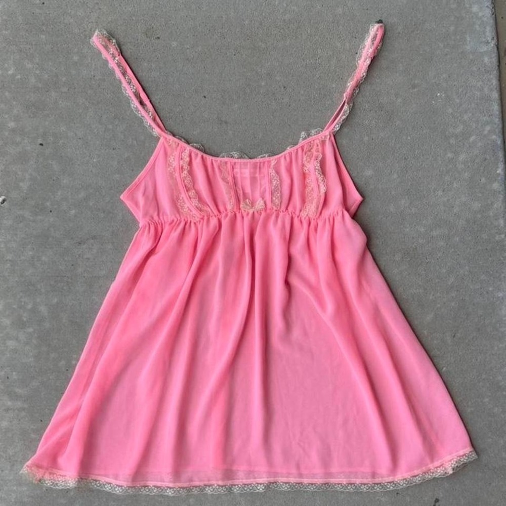 Victoria's Secret pink lace milkmaid cami top / slip dress  Size M